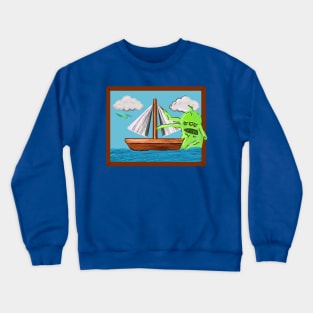 Simpsons Sailboat Painting w/ HG Blob & PlanEx Ship Crewneck Sweatshirt